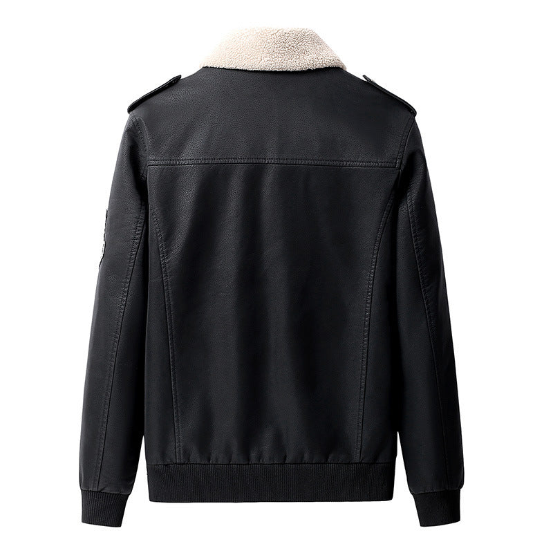 Men's Embroidery Velvet Leather Jacket