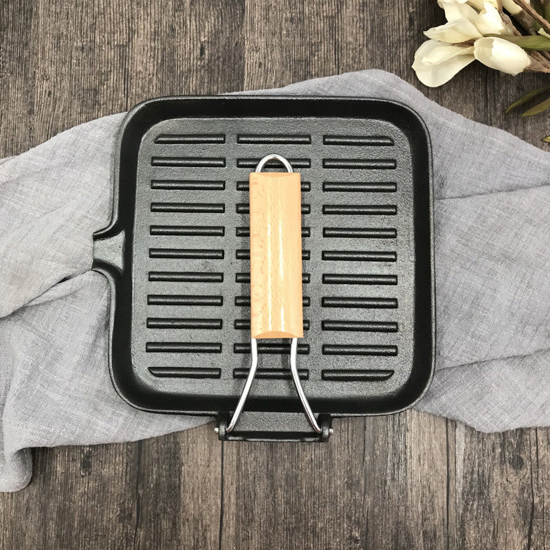Camping Cookware Iron Steak Folding Pan