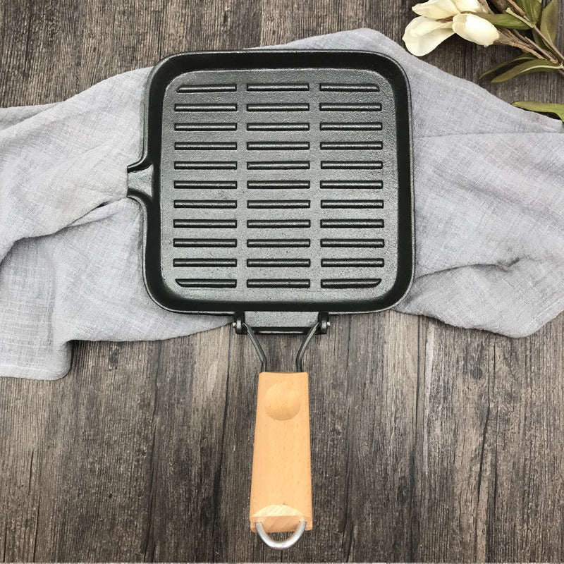 Camping Cookware Iron Steak Folding Pan