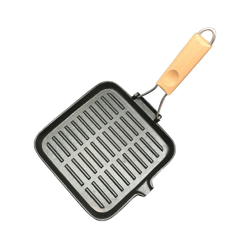 Camping Cookware Iron Steak Folding Pan